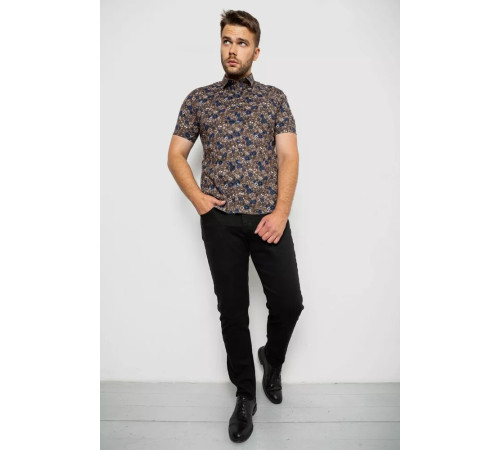 Сорочка чоловіча з принтом, колір коричневий, 214R6917-10