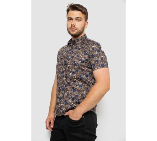 Сорочка чоловіча з принтом, колір коричневий, 214R6917-10