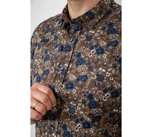 Сорочка чоловіча з принтом, колір коричневий, 214R6917-10