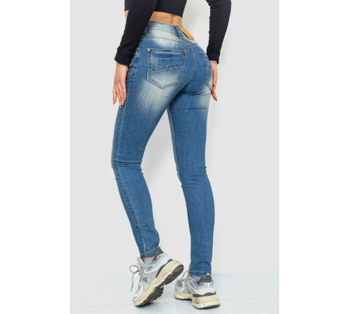 Джинсы женские с потертостями, цвет синий, 244RS04