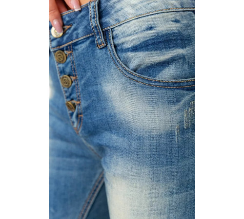 Джинсы женские с потертостями, цвет синий, 244RS04