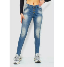 Джинси жіночі з потертостями, колір синій, 244RS04