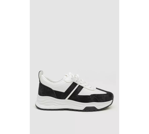 Кросівки жіночі екошкіра, колір чорно-білий, 243R186-126