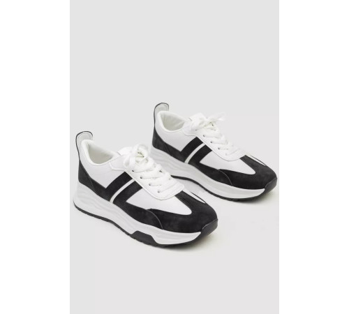 Кросівки жіночі екошкіра, колір чорно-білий, 243R186-126
