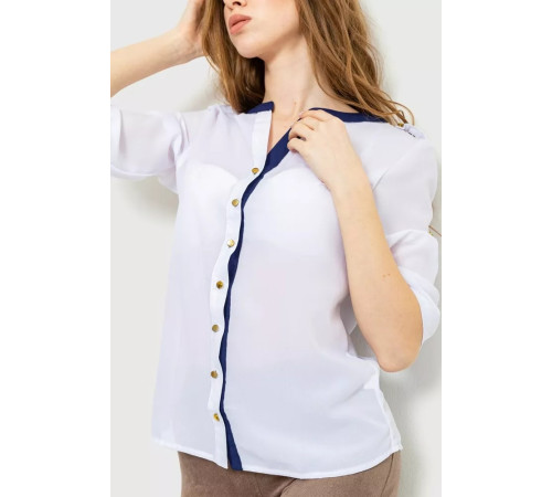 Блуза классическая, цвет бело-синий, 230R111.