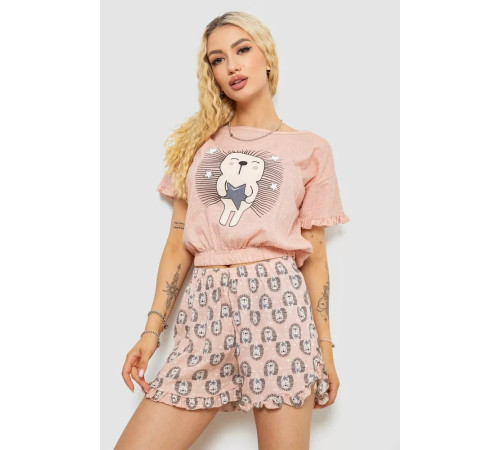 Пижама женская с принтом, цвет персиковый, 243R15243.