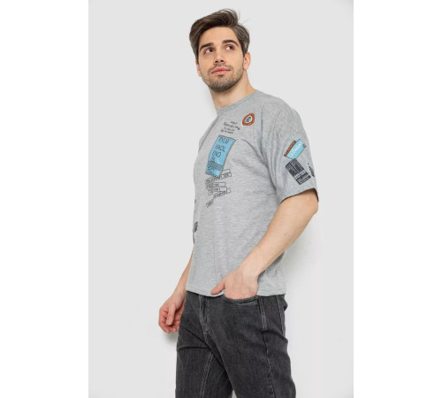Футболка мужская с принтом, цвет серый, 244R20139