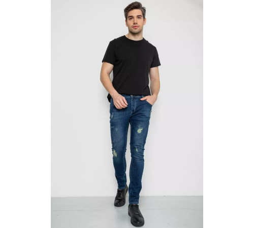 Джинсы мужские с потертостями, цвет темно-синий, 247R664