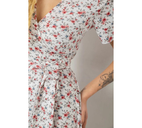 Сарафан на запах софт, цвет бело-красный, 241R173