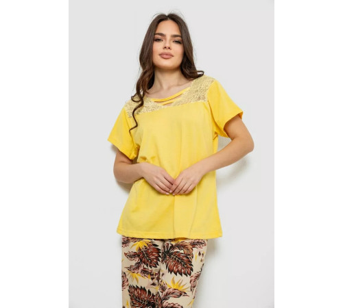 Женская пижама с принтом, цвет желтый, 243R1600-017