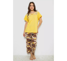 Піжама жіноча з принтом, колір жовтий, 243R1600-017
