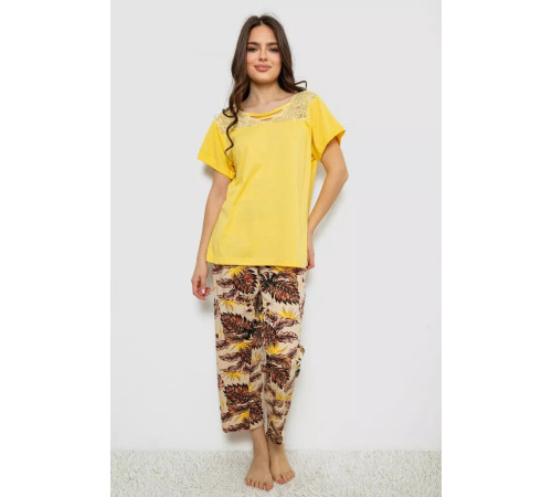 Женская пижама с принтом, цвет желтый, 243R1600-017