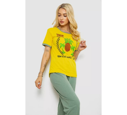 Піжама жіноча з принтом, колір жовтий, 243R20259