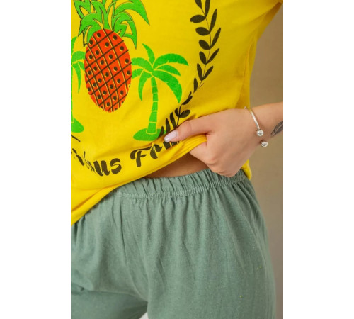 Піжама жіноча з принтом, колір жовтий, 243R20259