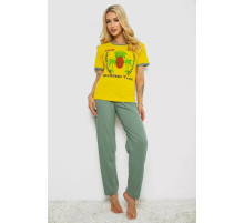 Піжама жіноча з принтом, колір жовтий, 243R20259