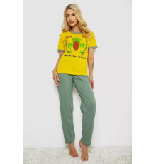 Піжама жіноча з принтом, колір жовтий, 243R20259