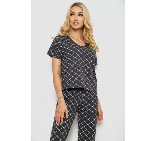 Піжама жіноча з принтом, колір сірий, 243RK2044