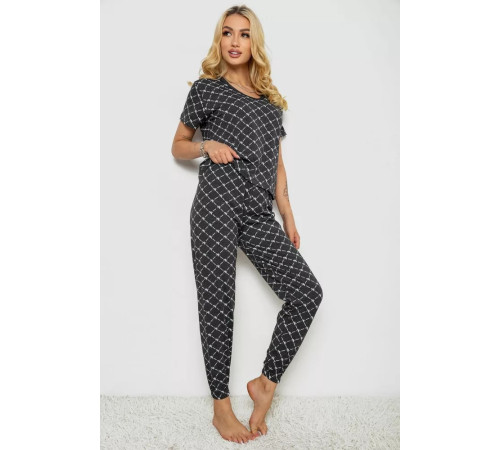 Піжама жіноча з принтом, колір сірий, 243RK2044