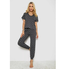 Женская пижама с принтом, цвет серый, 243RK2044