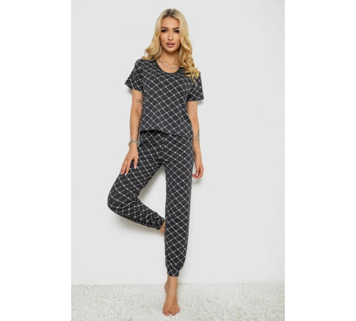 Піжама жіноча з принтом, колір сірий, 243RK2044