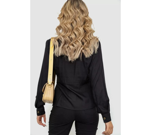 Блуза на запах, колір чорний, 244R063