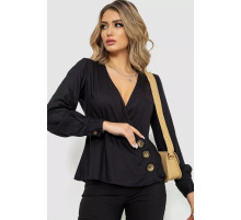 Блуза на запах, колір чорний, 244R063