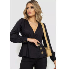 Блуза на запах, колір чорний, 244R063