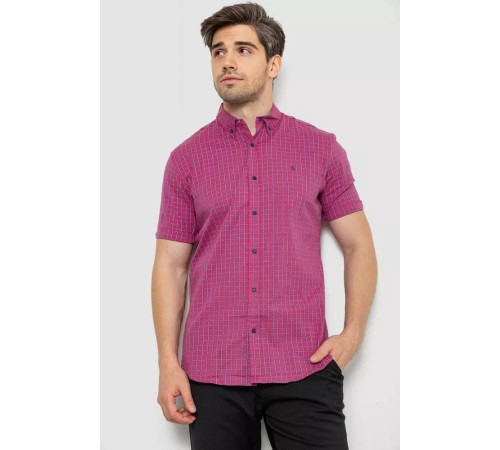 Сорочка чоловіча в клітку, колір рожевий, 214R2445