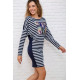Полосатое платье с принтом, цвет Сине-белый, 167R149-1.