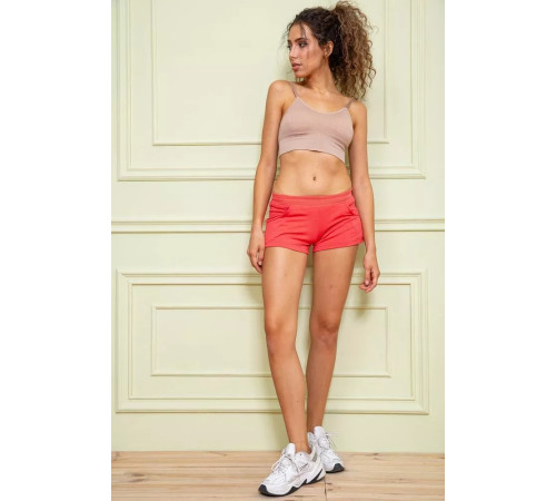 Короткие трикотажные женские шорты, кораллового цвета, 167R113-1.