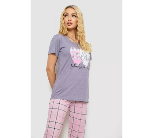 Піжама жіноча з принтом, колір бузковий, 243R10316