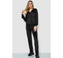 Спорт костюм женский велюровый, цвет черный, 244R9110