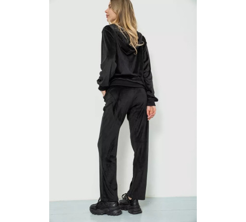Спорт костюм женский велюровый, цвет черный, 244R9110