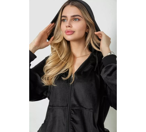 Спорт костюм женский велюровый, цвет черный, 244R9110