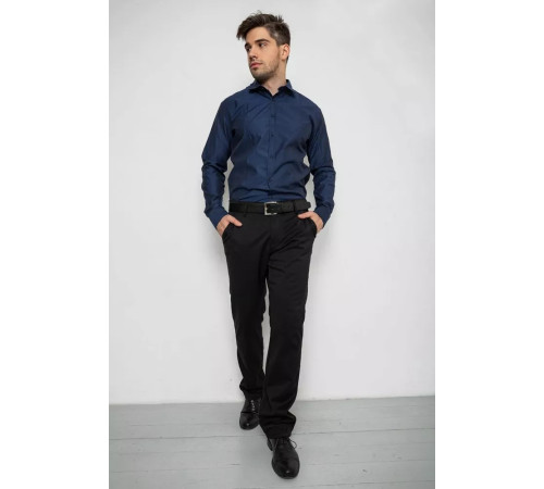 Сорочка чоловіча з довгим рукавом, колір темно-синій, 214R837