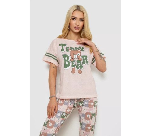 Пижама женская с принтом, цвет персиковый, 243R15412.