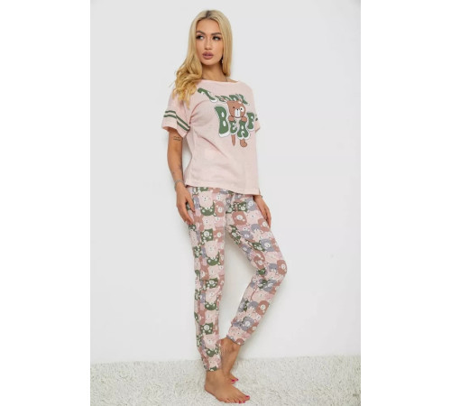 Пижама женская с принтом, цвет персиковый, 243R15412.