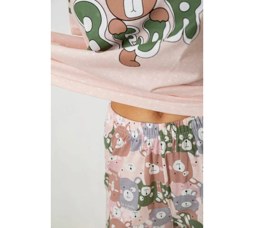 Пижама женская с принтом, цвет персиковый, 243R15412.