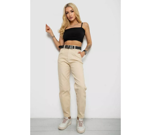 Джинси жіночі балони, колір бежевий, 182R001052