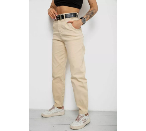 Джинси жіночі балони, колір бежевий, 182R001052