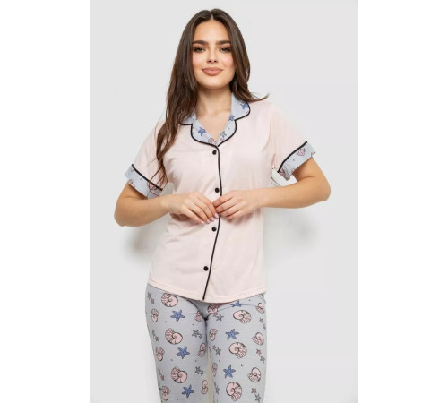 Жіноча піжама з принтом, колір рожевий, 243R7130