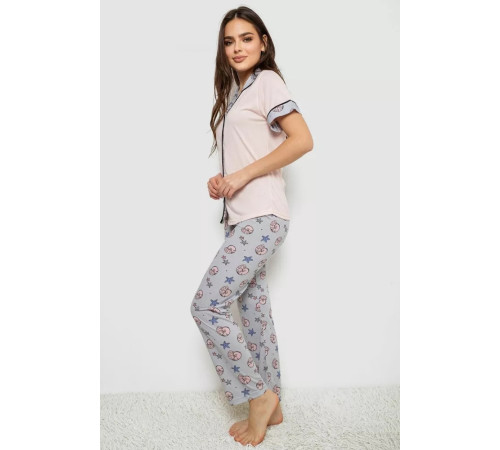 Жіноча піжама з принтом, колір рожевий, 243R7130