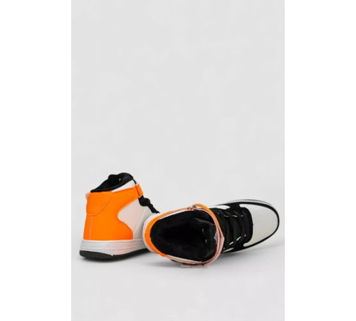 Кросівки жіночі зимові на хутрі, колір біло-помаранчевий, 248RH1040