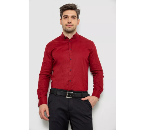 Сорочка чоловіча однотонна, колір бордовий, 214R7076
