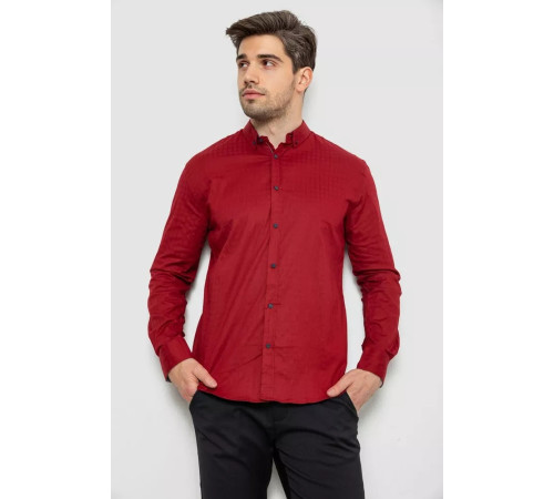 Сорочка чоловіча однотонна, колір бордовий, 214R7076