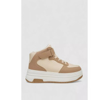 Кроссовки женские зимние на меху, цвет бежево-коричневый, 248RAM02-93