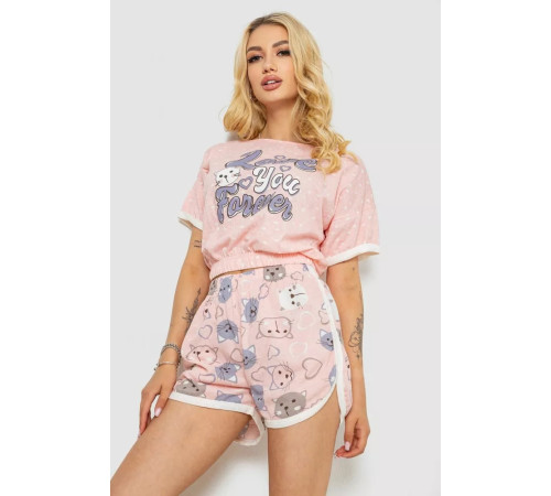 Пижама женская с принтом, цвет розовый, 243R15473.