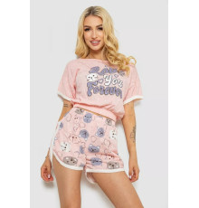 Піжама жіноча з принтом, колір рожевий, 243R15473
