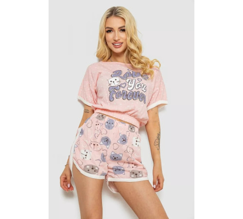 Пижама женская с принтом, цвет розовый, 243R15473.