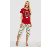 Піжама жіноча з принтом, колір бордовий, 243R3755